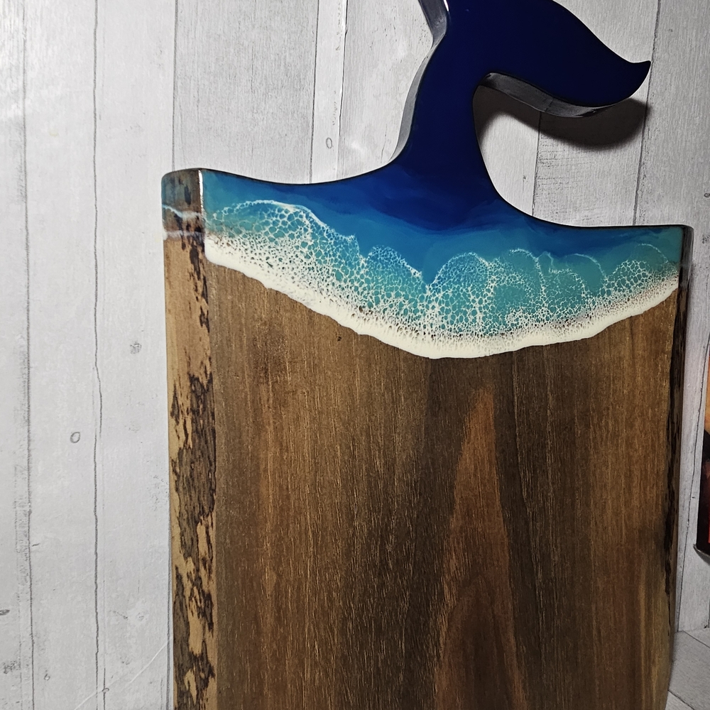 Blue Whale Tail Ocean Wood Charcuterie Board - Picture 2 of 7